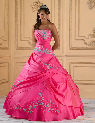 Fusia, Turquoise, and Silver Quinceanera Dress - Demers ...
